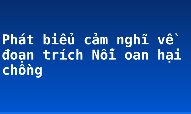 Phát biểu cảm nghĩ về đoạn trích Nỗi oan hại chồng