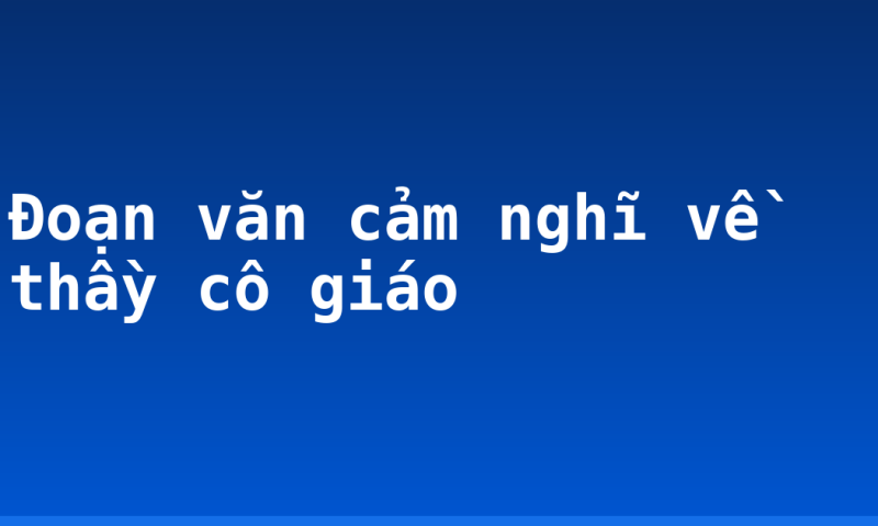 Đoạn văn cảm nghĩ về thầy cô giáo