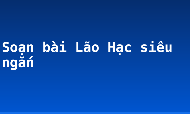 Soạn bài Lão Hạc siêu ngắn