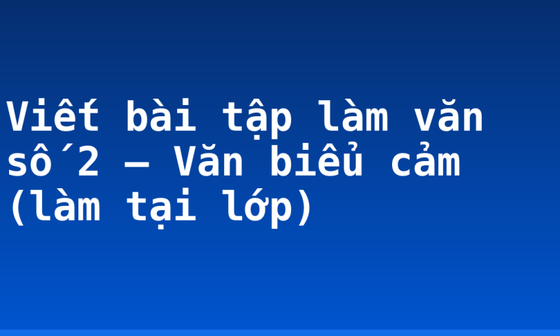 Viết bài tập làm văn số 2 – Văn biểu cảm (làm tại lớp)