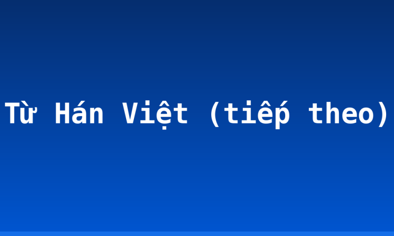 Từ Hán Việt (tiếp theo)