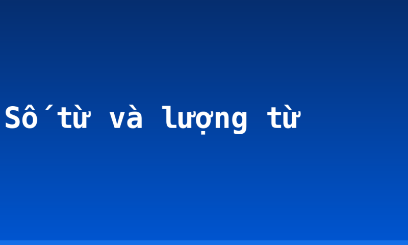 Số từ và lượng từ