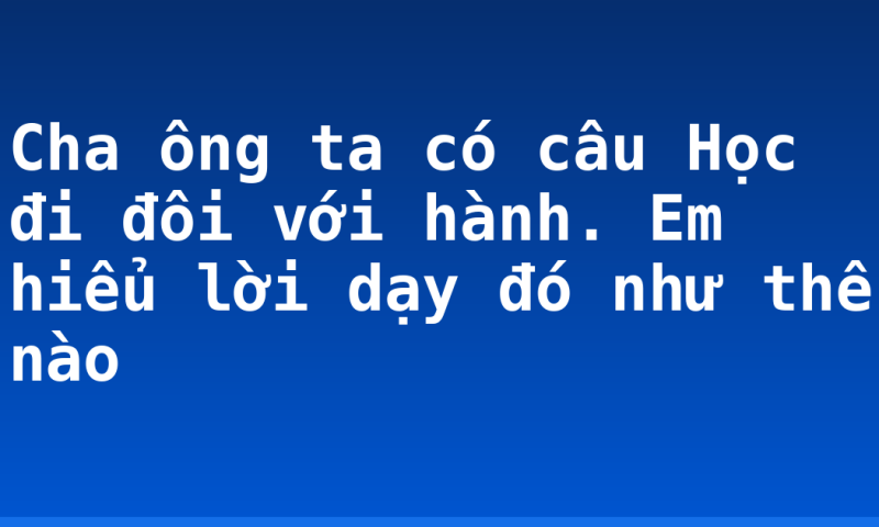Cha ông ta có câu Học đi đôi với hành. Em hiểu lời dạy đó như thế nào