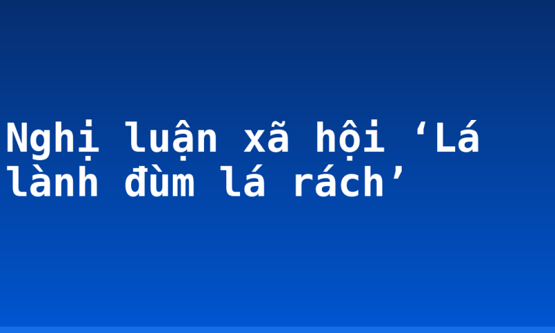 Nghị luận xã hội ‘Lá lành đùm lá rách’