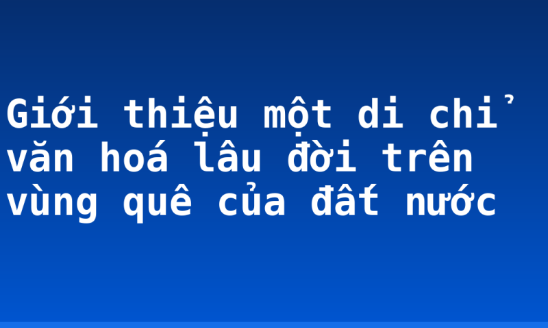 Giới thiệu một di chỉ văn hoá lâu đời trên vùng quê của đất nước