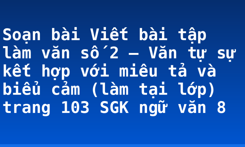 Soạn bài Viết bài tập làm văn số 2 – Văn tự sự kết hợp với miêu tả và biểu cảm (làm tại lớp) trang 103 SGK ngữ văn 8