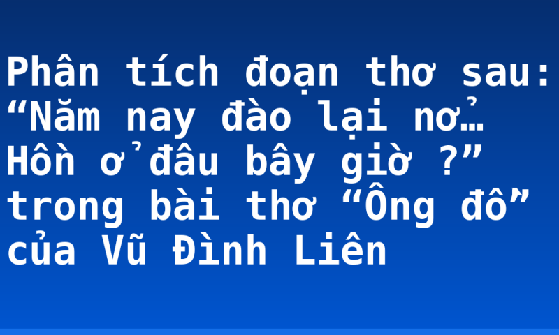 Phân tích đoạn thơ sau: “Năm nay đào lại nở… Hồn ở đâu bây giờ ?” trong bài thơ “Ông đồ” của Vũ Đình Liên