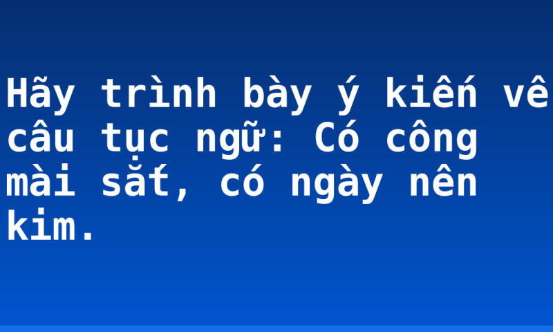 Hãy trình bày ý kiến về câu tục ngữ: Có công mài sắt, có ngày nên kim.