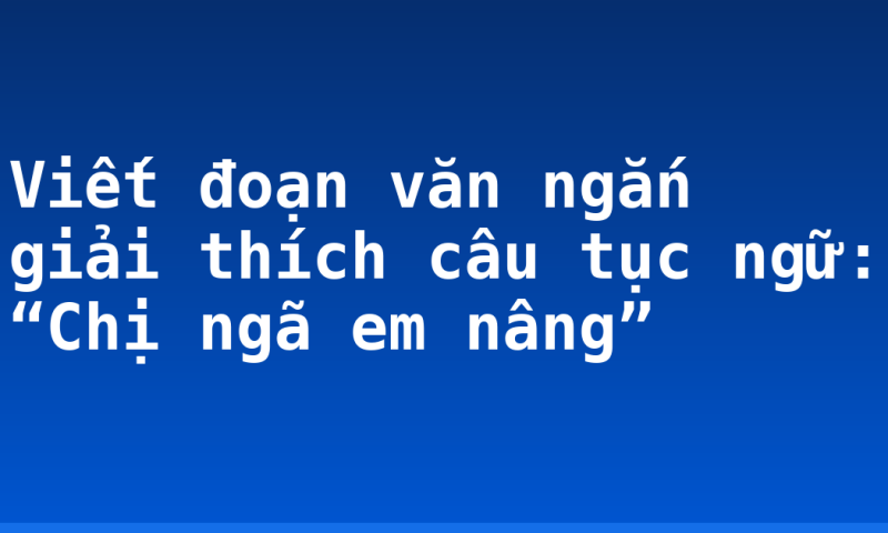 Viết đoạn văn ngắn giải thích câu tục ngữ: “Chị ngã em nâng”