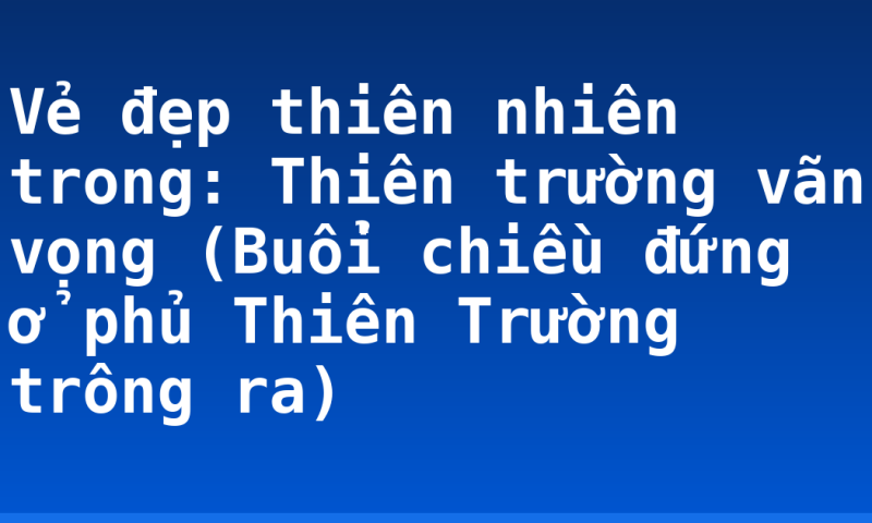 Vẻ đẹp thiên nhiên trong: Thiên trường vãn vọng (Buổi chiều đứng ở phủ Thiên Trường trông ra)