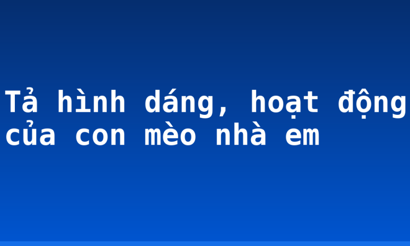 Tả hình dáng, hoạt động của con mèo nhà em