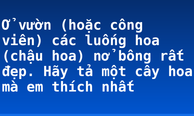 Ở vườn (hoặc công viên) các luống hoa (chậu hoa) nở bông rất đẹp. Hãy tả một cây hoa mà em thích nhất