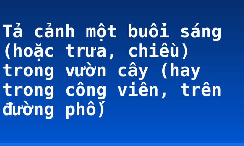 Tả cảnh một buổi sáng (hoặc trưa, chiều) trong vườn cây (hay trong công viên, trên đường phố)