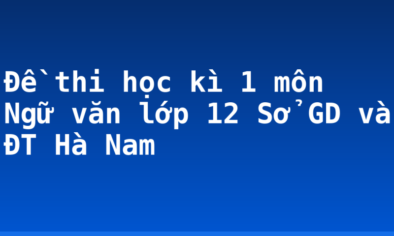 Đề thi học kì 1 môn Ngữ văn lớp 12 Sở GD và ĐT Hà Nam