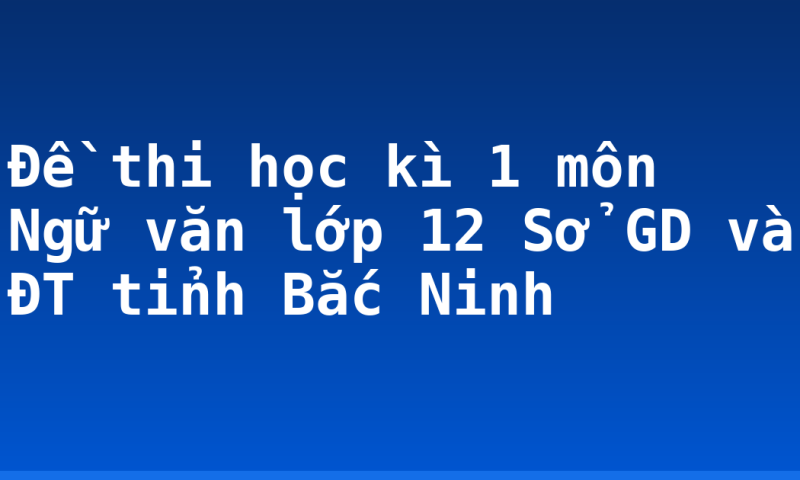 Đề thi học kì 1 môn Ngữ văn lớp 12 Sở GD và ĐT tỉnh Bắc Ninh
