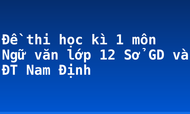 Đề thi học kì 1 môn Ngữ văn lớp 12 Sở GD và ĐT Nam Định