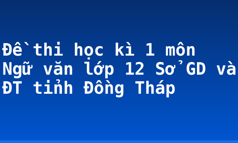 Đề thi học kì 1 môn Ngữ văn lớp 12 Sở GD và ĐT tỉnh Đồng Tháp