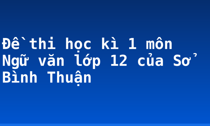 Đề thi học kì 1 môn Ngữ văn lớp 12 của Sở Bình Thuận