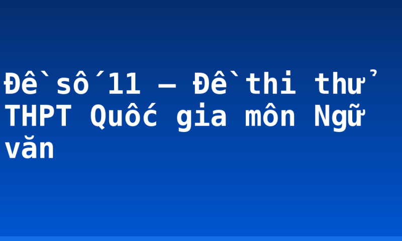 Đề số 11 – Đề thi thử THPT Quốc gia môn Ngữ văn