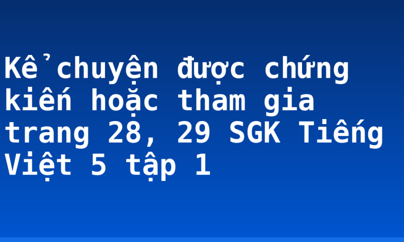 Kể chuyện được chứng kiến hoặc tham gia trang 28, 29 SGK Tiếng Việt 5 tập 1
