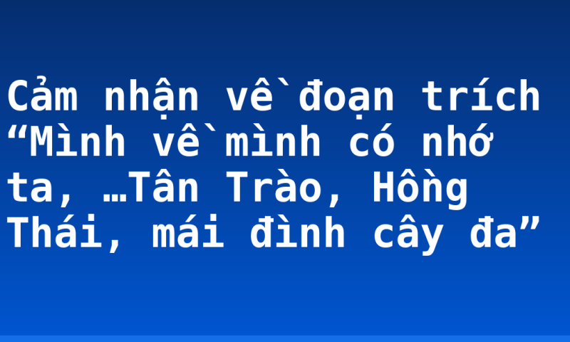 Cảm nhận về đoạn trích “Mình về mình có nhớ ta, …Tân Trào, Hồng Thái, mái đình cây đa”