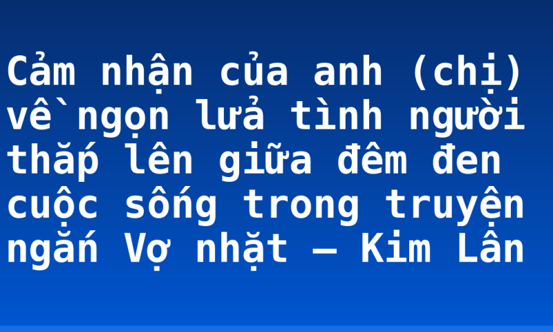 Cảm nhận của anh (chị) về ngọn lửa tình người thắp lên giữa đêm đen cuộc sống trong truyện ngắn Vợ nhặt – Kim Lân