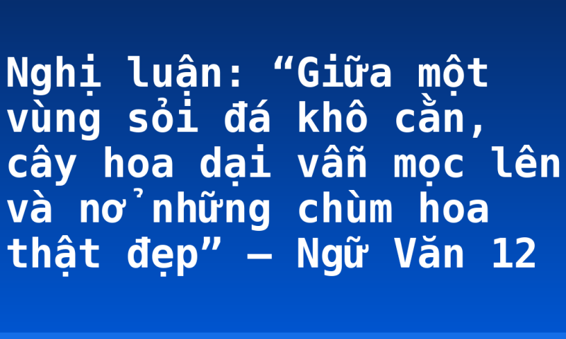 Nghị luận: “Giữa một vùng sỏi đá khô cằn, cây hoa dại vẫn mọc lên và nở những chùm hoa thật đẹp” – Ngữ Văn 12