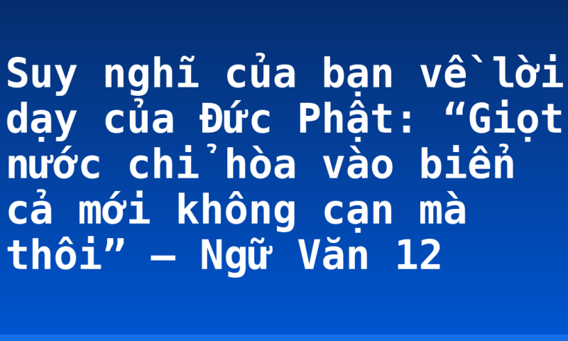 Suy nghĩ của bạn về lời dạy của Đức Phật: “Giọt nước chỉ hòa vào biển cả mới không cạn mà thôi” – Ngữ Văn 12
