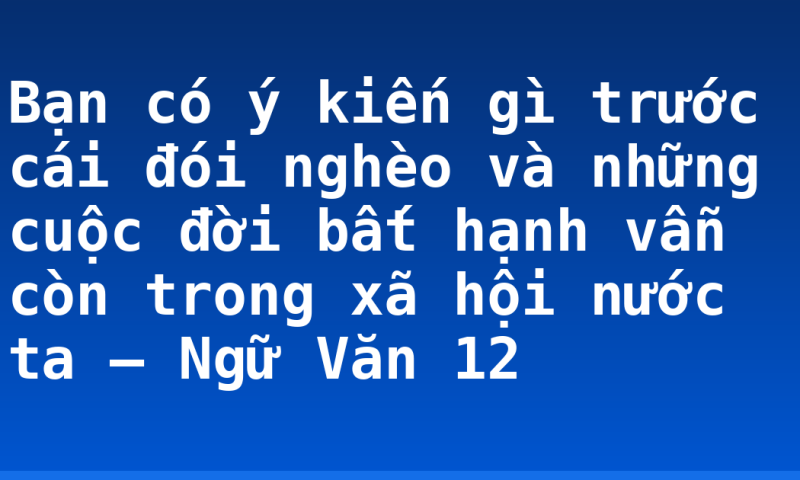 Bạn có ý kiến gì trước cái đói nghèo và những cuộc đời bất hạnh vẫn còn trong xã hội nước ta – Ngữ Văn 12