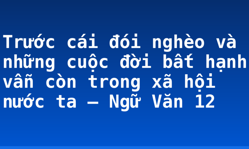 Trước cái đói nghèo và những cuộc đời bất hạnh vẫn còn trong xã hội nước ta – Ngữ Văn 12