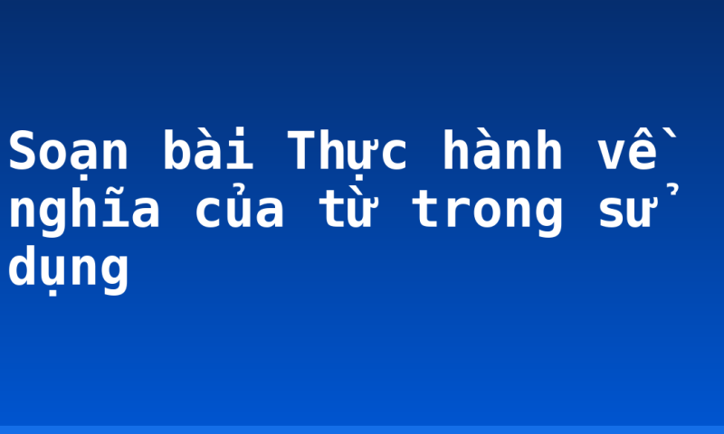 Soạn bài Thực hành về nghĩa của từ trong sử dụng