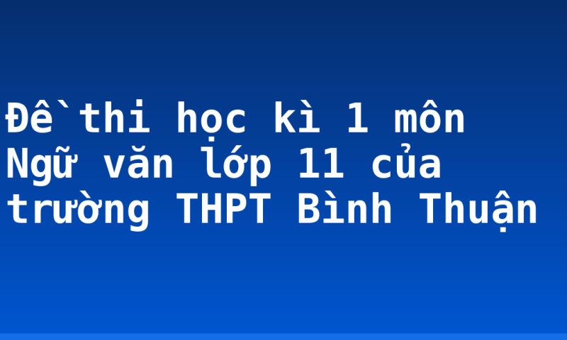 Đề thi học kì 1 môn Ngữ văn lớp 11 của trường THPT Bình Thuận