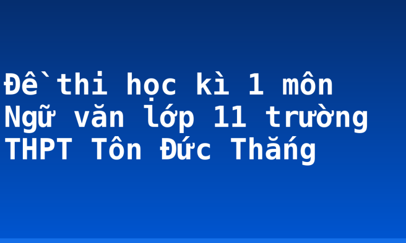 Đề thi học kì 1 môn Ngữ văn lớp 11 trường THPT Tôn Đức Thắng