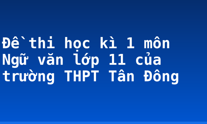 Đề thi học kì 1 môn Ngữ văn lớp 11 của trường THPT Tân Đông