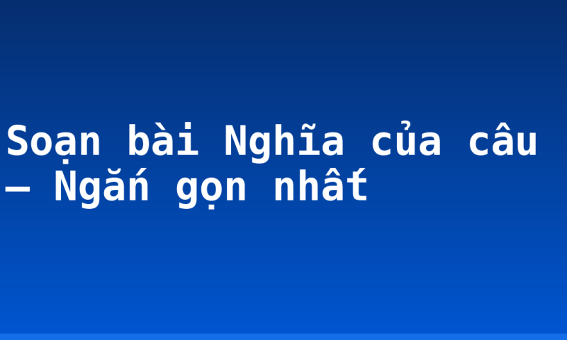 Soạn bài Nghĩa của câu – Ngắn gọn nhất