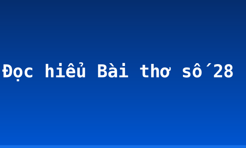 Đọc hiểu Bài thơ số 28