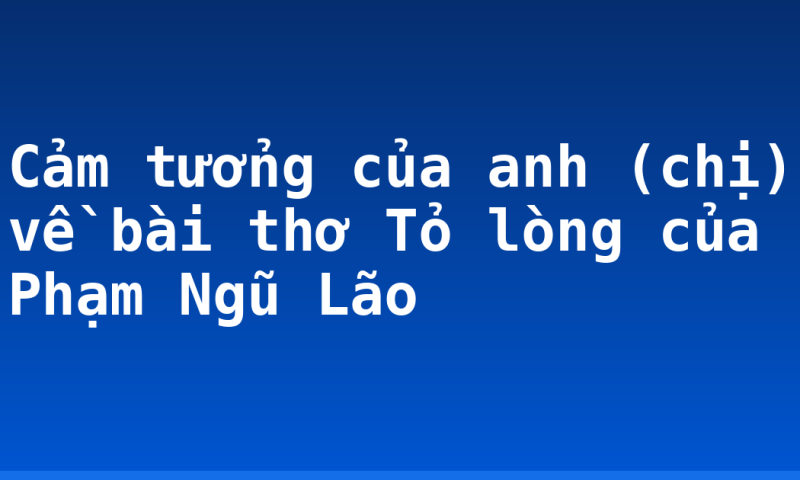 Cảm tưởng của anh (chị) về bài thơ Tỏ lòng của Phạm Ngũ Lão