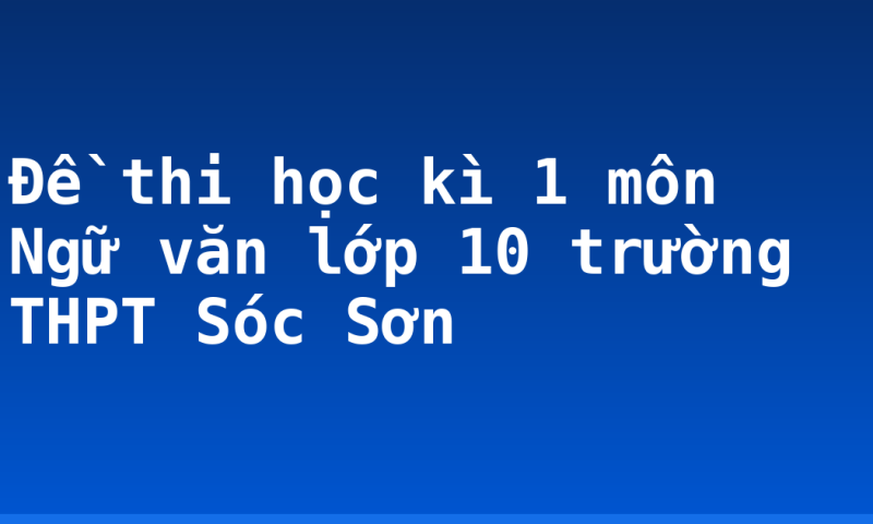 Đề thi học kì 1 môn Ngữ văn lớp 10 trường THPT Sóc Sơn