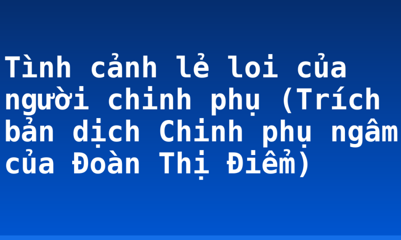 Tình cảnh lẻ loi của người chinh phụ (Trích bản dịch Chinh phụ ngâm của Đoàn Thị Điểm)
