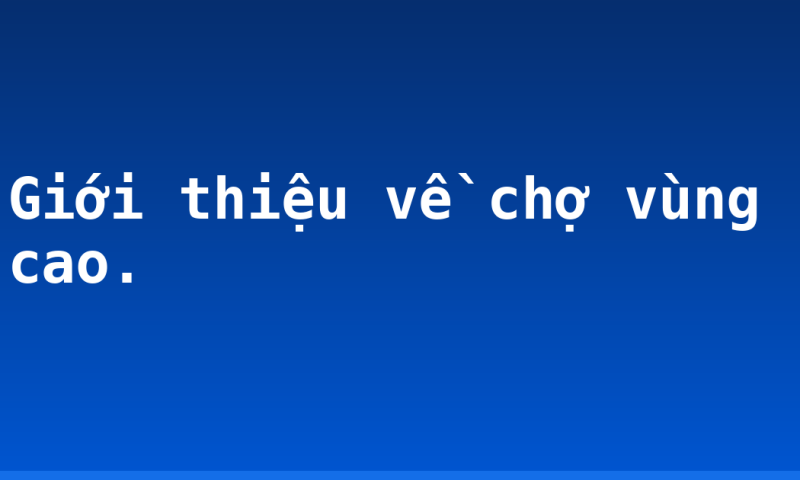 Giới thiệu về chợ vùng cao.