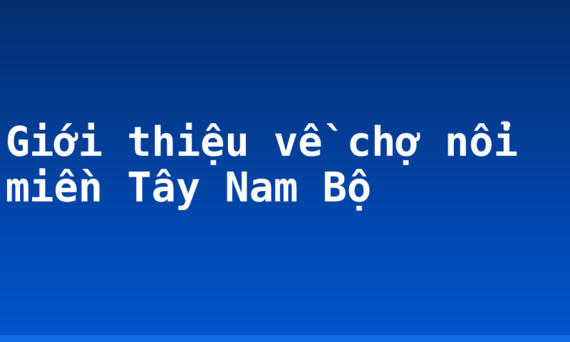 Giới thiệu về chợ nổi miền Tây Nam Bộ