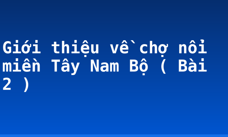 Giới thiệu về chợ nổi miền Tây Nam Bộ ( Bài 2 )