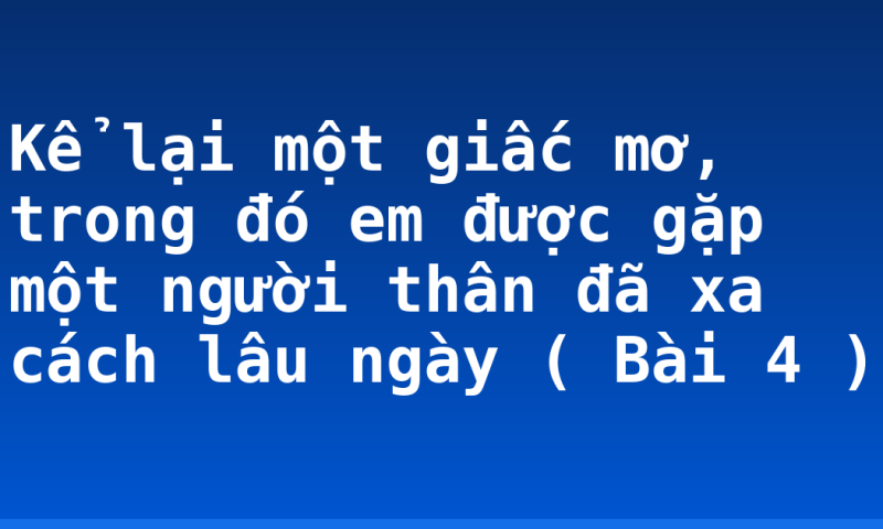 Kể lại một giấc mơ, trong đó em được gặp một người thân đã xa cách lâu ngày ( Bài 4 )