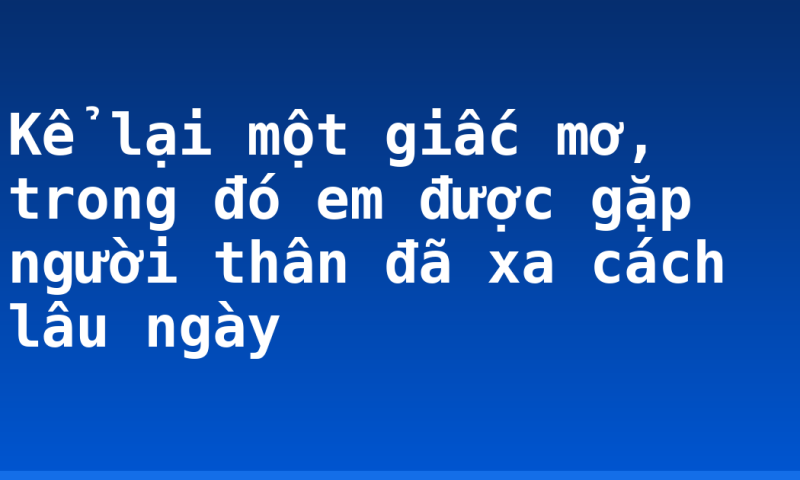 Kể lại một giấc mơ, trong đó em được gặp người thân đã xa cách lâu ngày