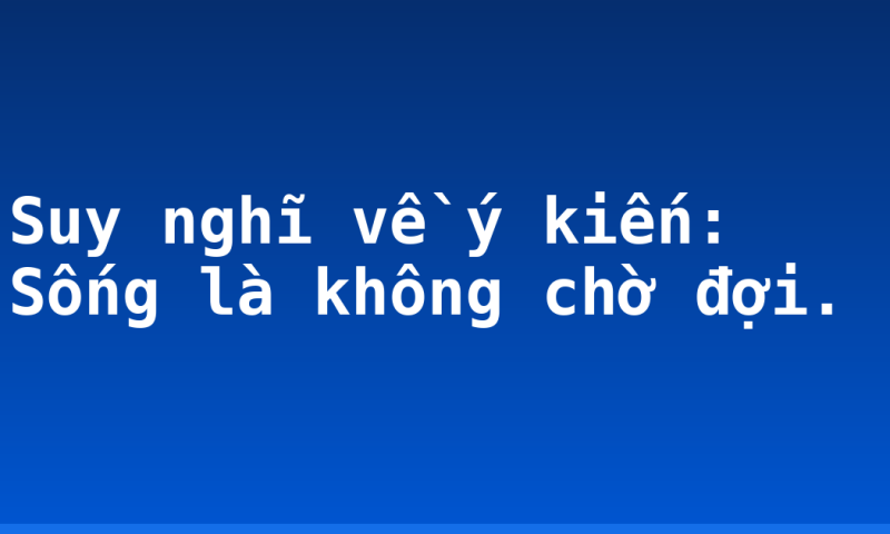 Suy nghĩ về ý kiến: Sống là không chờ đợi.