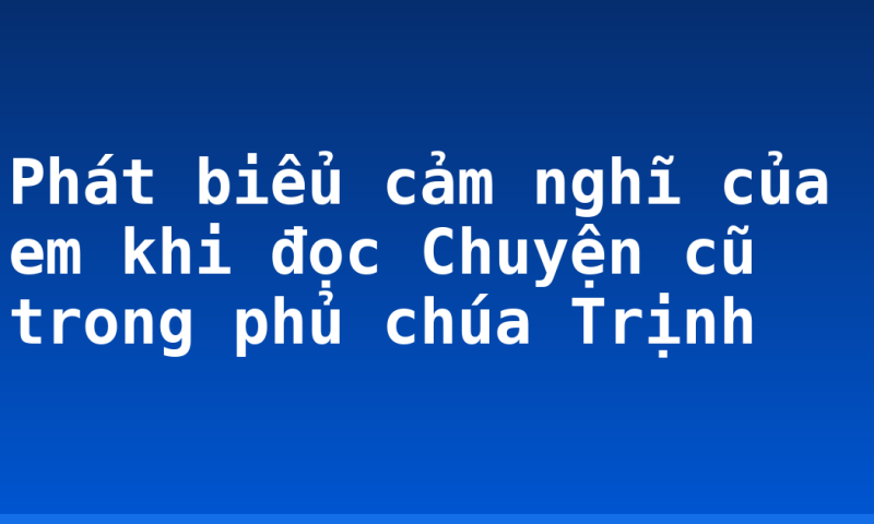 Phát biểu cảm nghĩ của em khi đọc Chuyện cũ trong phủ chúa Trịnh
