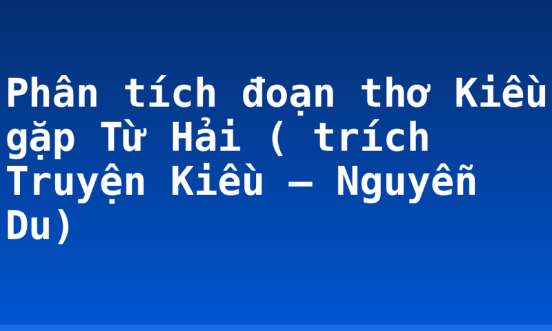 Phân tích đoạn thơ Kiều gặp Từ Hải ( trích Truyện Kiều – Nguyễn Du)