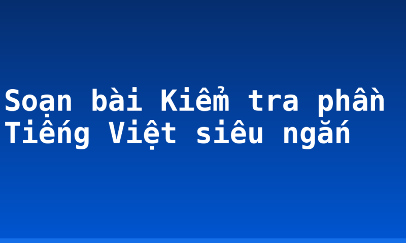 Soạn bài Kiểm tra phần Tiếng Việt siêu ngắn