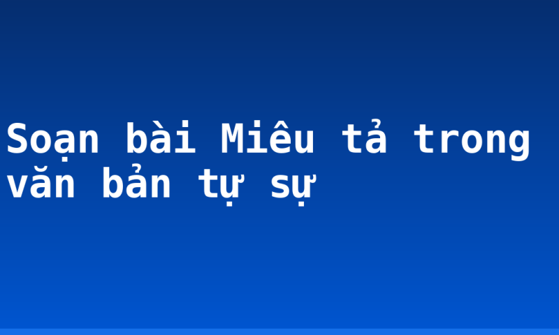 Soạn bài Miêu tả trong văn bản tự sự