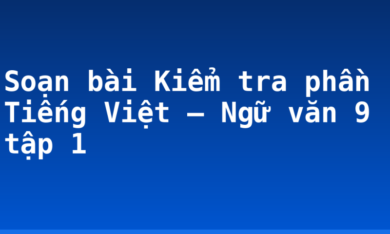 Soạn bài Kiểm tra phần Tiếng Việt – Ngữ văn 9 tập 1